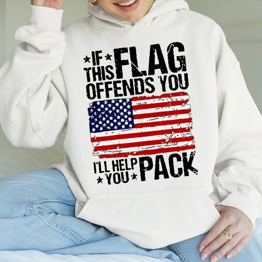 American Flag Hoodie | If This Flag Offends You Design | Premium Cotton-Blend Patriotic Sweatshirt | Unisex USA Pride Gift fo