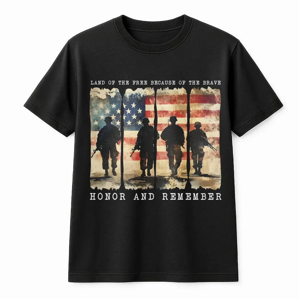 Patriotic Soldier T-Shirt | American Flag Military Silhouette | Premium Soft Cotton | Memorial Day Veteran Gift For Men And W