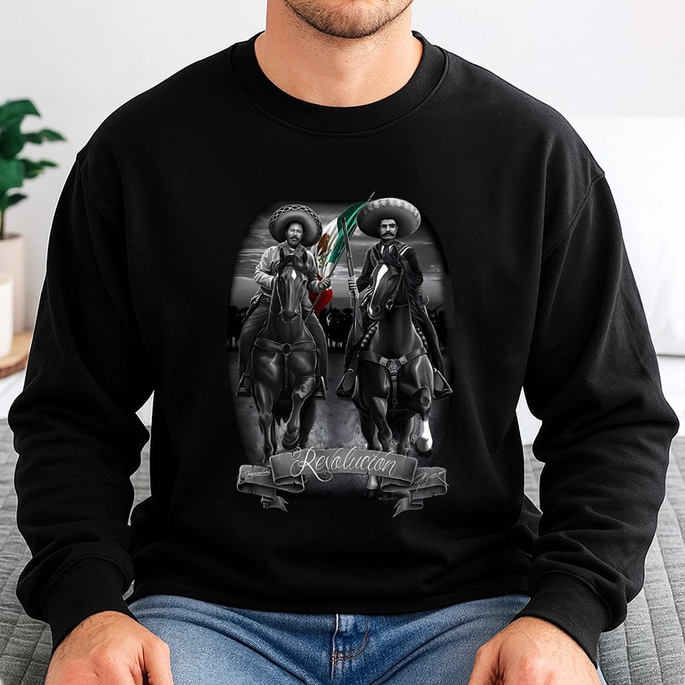 Mexican Revolution Sweatshirt | Pancho Villa Chicano Art Graphic | Premium Cotton Blend | Gift For History Buffs And Cultural