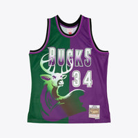 Milwaukee Bucks Mitchell & Ness Ray Allen 1996 Split Swingman Jersey - Green/Purple