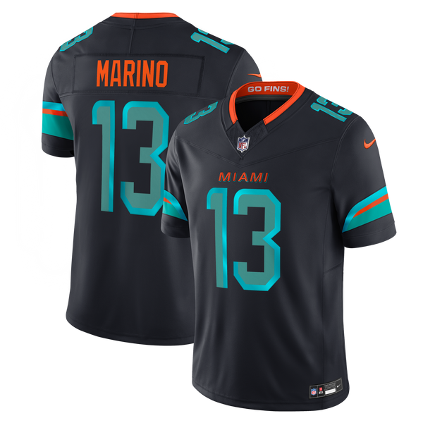 Miami Dolphins Dan Marino Nike Navy Rivalries Collection Printed Limited Jersey