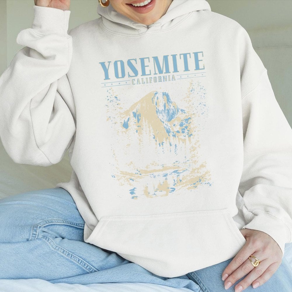 Yosemite National Park Hoodie | Retro Half Dome Graphic Sweatshirt | Premium Cotton Blend | Nature Lover Gift for Hikers and 