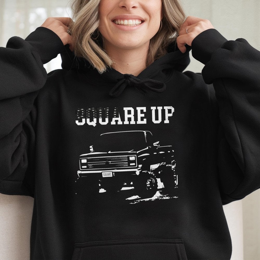 Square Body Truck Hoodie | Vintage Pickup Graphic Pullover | Premium Cotton Blend | Gift for Truck Enthusiast & Mechanic