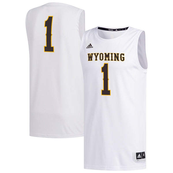 #1 Wyoming Cowboys adidas Replica Basketball Jersey - White