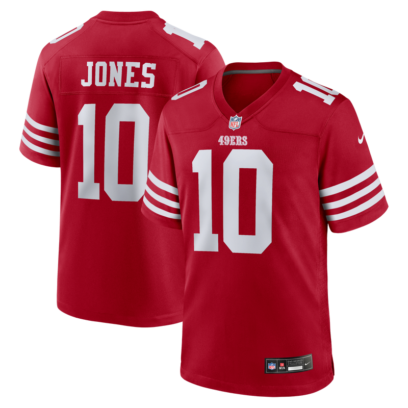 San Francisco 49ers Mac Jones Scarlet jersey – view 1