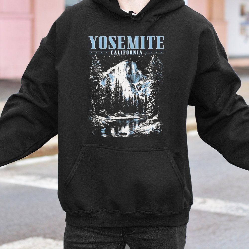 Yosemite National Park Hoodie | Retro Half Dome Graphic Sweatshirt | Premium Cotton Blend | Nature Lover Gift for Hikers and 