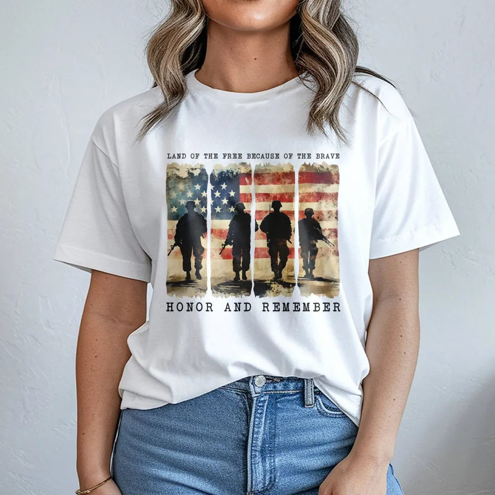 Patriotic Soldier T-Shirt | American Flag Military Silhouette | Premium Soft Cotton | Memorial Day Veteran Gift For Men And W