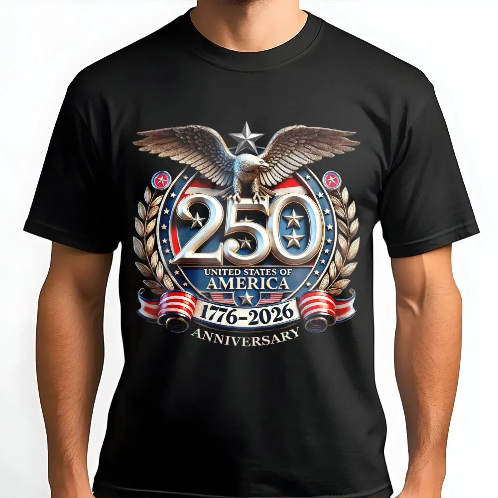 USA 250th Anniversary T-Shirt | 1776-2026 Patriotic Eagle Graphic | 100% Cotton Premium Apparel | Independence Day Gift for A