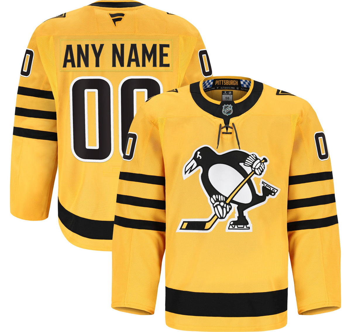Pittsburgh Penguins Fanatics Gold Alternate Authentic Pro Custom Jersey