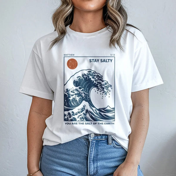 Stay Salty Christian T-Shirt | Salt of the Earth Matthew 5:13 Graphic | Premium Soft Cotton | Faith-Based Religious Gift for 