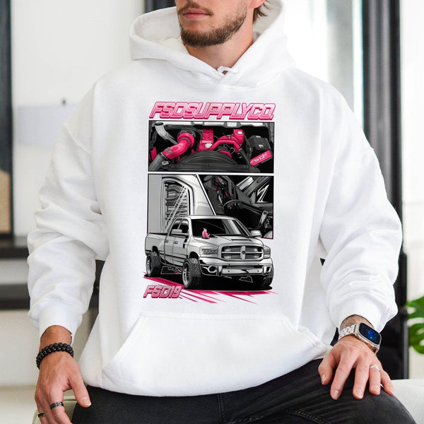 Diesel Truck Graphic Hoodie | Turbo Engine Mechanic Streetwear | Premium Cotton-Poly Blend | Gift For Pickup Truck Enthusiast