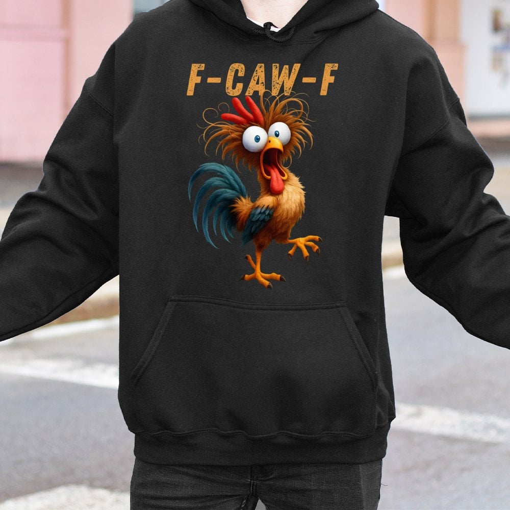 Funny Chicken Hoodie | F-Caw-F Rooster Humor Graphic Print | Premium Cotton Blend | Gift for Farm Animal Lovers and Sarcastic