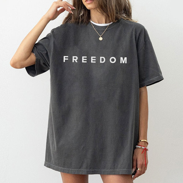Freedom Graphic T-Shirt | Minimalist Typography Patriotic Design | 100% Premium Cotton | Conservative Gift For Men And Women