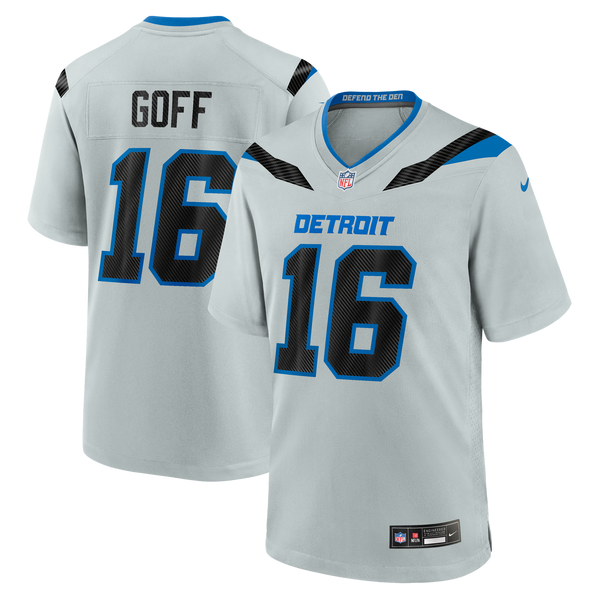 Detroit Lions Jared Goff Nike Silver 2026 Rivalries Collection Game Jersey