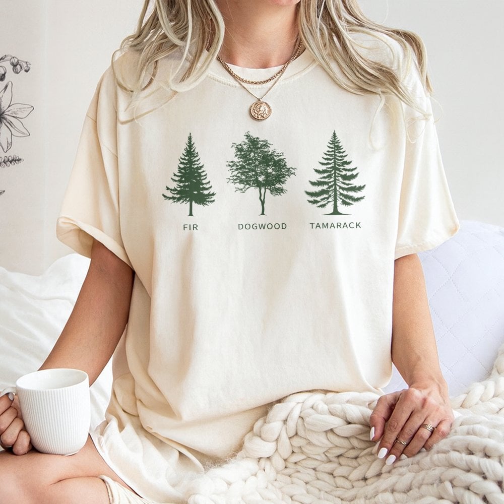 Tree T-Shirt | Fir Dogwood Tamarack Botanical Graphic | Premium Cotton Unisex Tee | Gift for Nature Lover and Forest Explorer