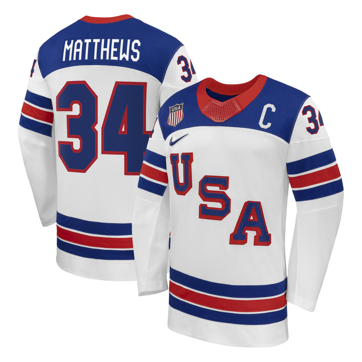 Auston Matthews Nike White US Hockey 2026 Away Replica Jersey