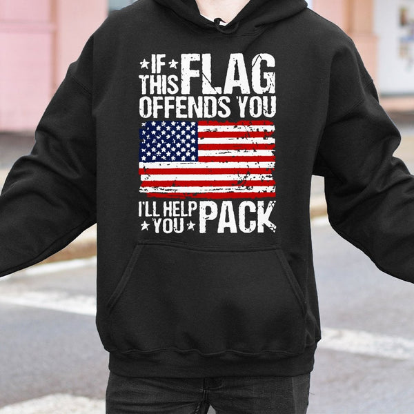 American Flag Hoodie | If This Flag Offends You Design | Premium Cotton-Blend Patriotic Sweatshirt | Unisex USA Pride Gift fo