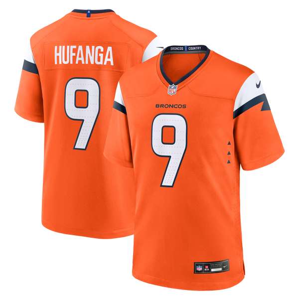 Denver Broncos Talanoa Hufanga Nike Orange Team Game Jersey