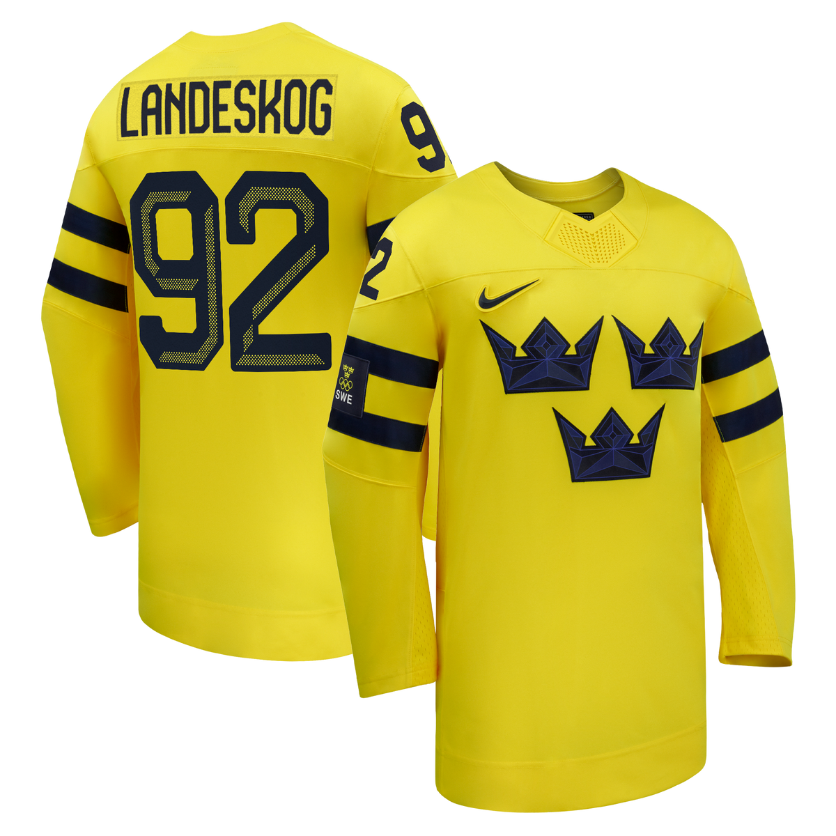 Sweden Hockey Gabriel Landeskog Nike Yellow 2026 Away Replica Jersey