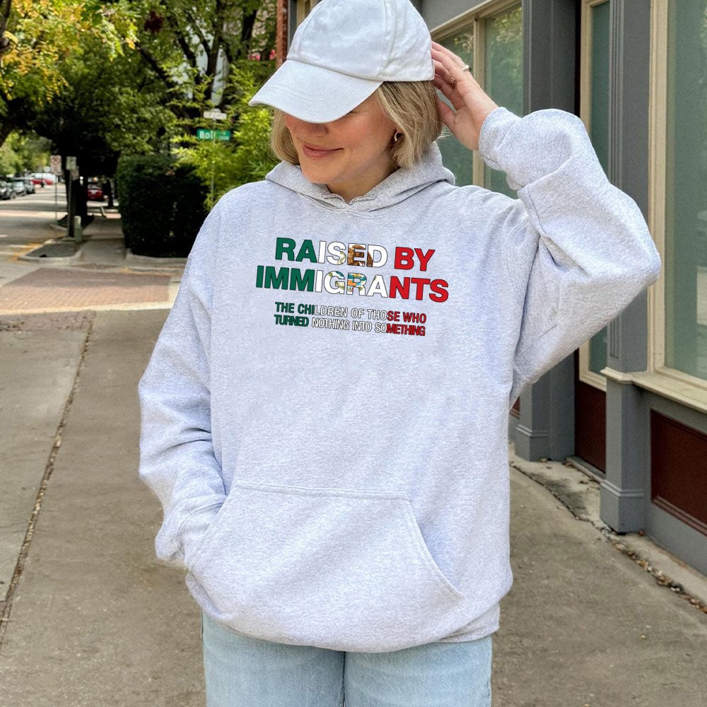 Raised By Immigrants Hoodie | Mexico Flag Design | Premium Cotton Blend | Proud First Generation Mexican American Gift