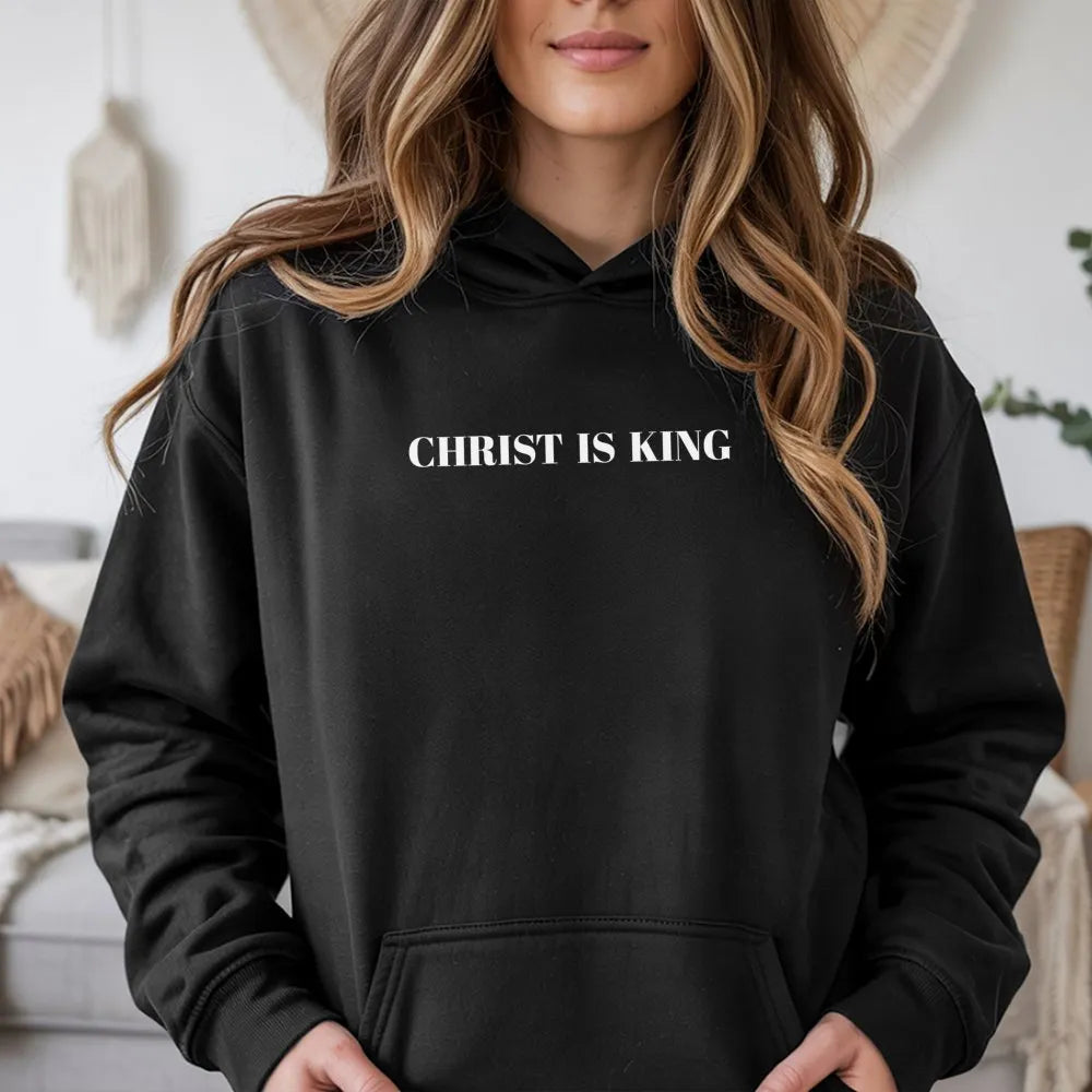 Christ Is King Hoodie | Minimalist Christian Graphic Sweatshirt | Premium Cotton Blend | Faith-Based Religious Apparel Gift f