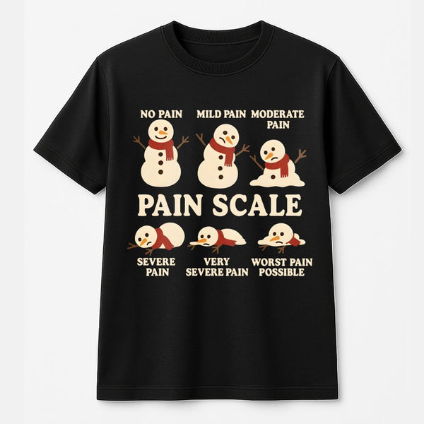 Snowman Pain Scale T-Shirt | Funny Melting Christmas Medical Humor | Premium Cotton Tee | Gift for Nurses Doctors and Healthc