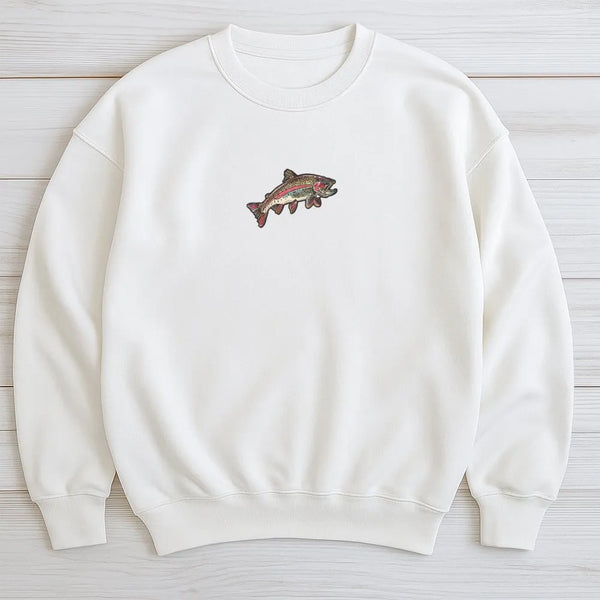 Rainbow Trout Sweatshirt | Minimalist Fly Fishing Graphic | Premium Cotton Blend | Gift For Anglers and Outdoor Lovers