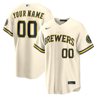 Milwaukee Brewers Nike Cream Home Stadium Custom Jersey