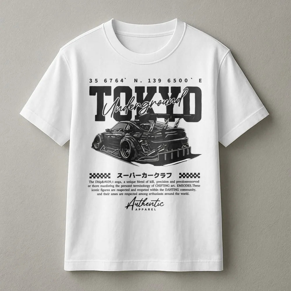 Tokyo Underground Drift Car T-Shirt | Japanese Street Racing Graphic | Premium Cotton Streetwear | Gift For JDM Car Enthusias