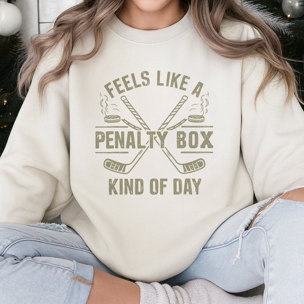 Feels Like A Penalty Box Kind Of Day Sweatshirt | Funny Hockey Graphic Print | Premium Cotton Blend | Gift For Hockey Players