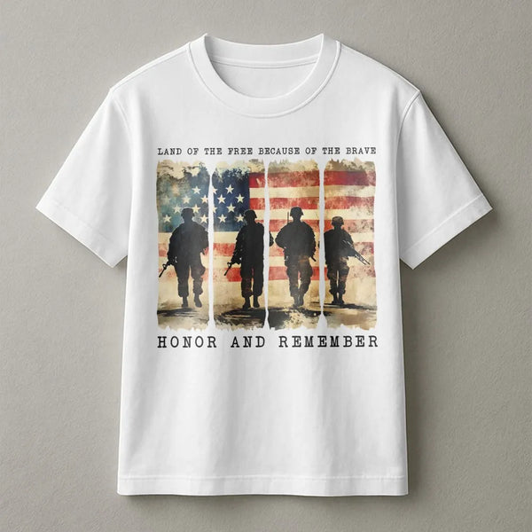 Patriotic Soldier T-Shirt | American Flag Military Silhouette | Premium Soft Cotton | Memorial Day Veteran Gift For Men And W