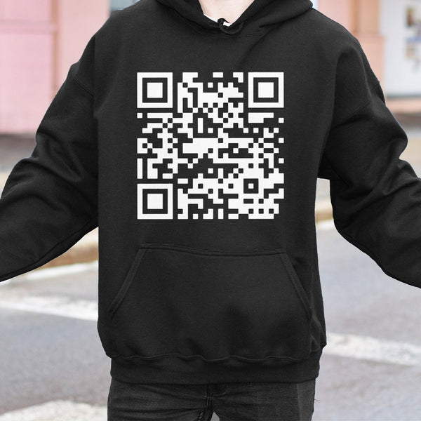 QR Code Graphic Hoodie | Funny Text Hidden Message Design | Premium Cotton Blend Streetwear | Unisex Sarcastic Gift for Tech 