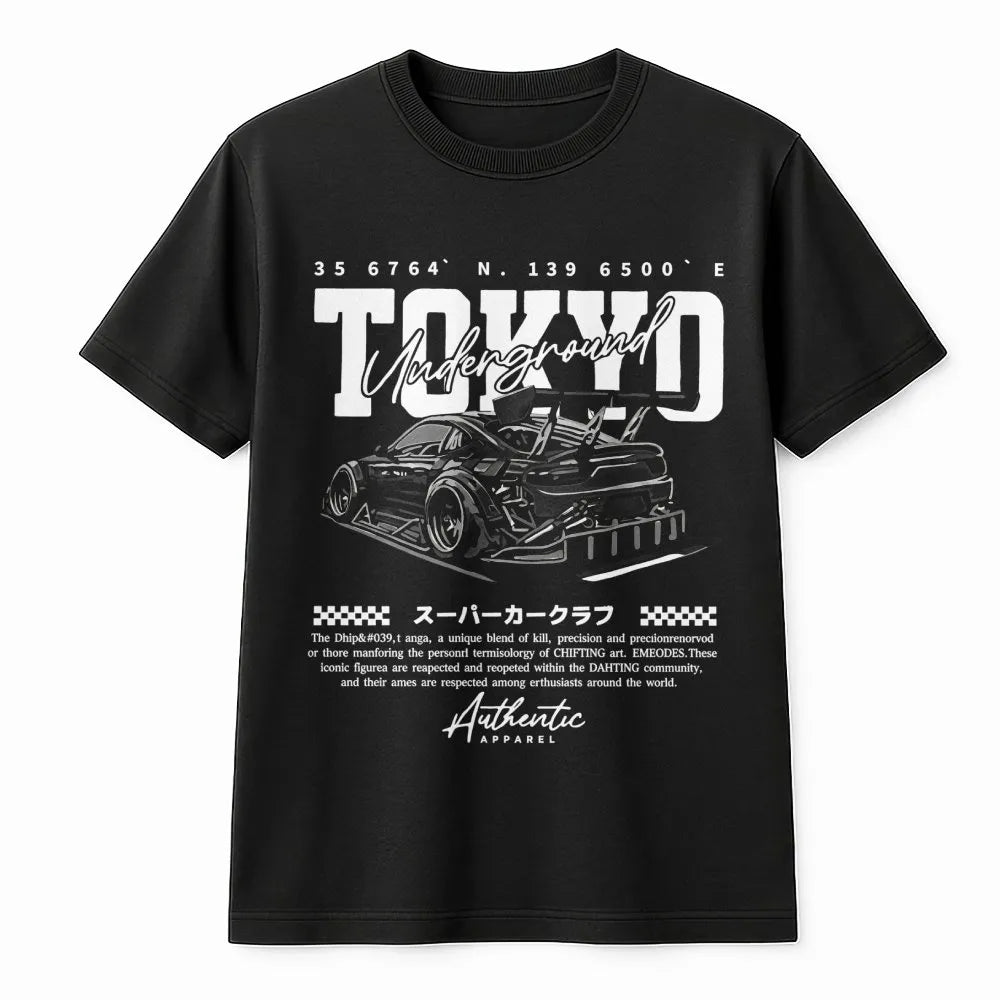 Tokyo Underground Drift Car T-Shirt | Japanese Street Racing Graphic | Premium Cotton Streetwear | Gift For JDM Car Enthusias