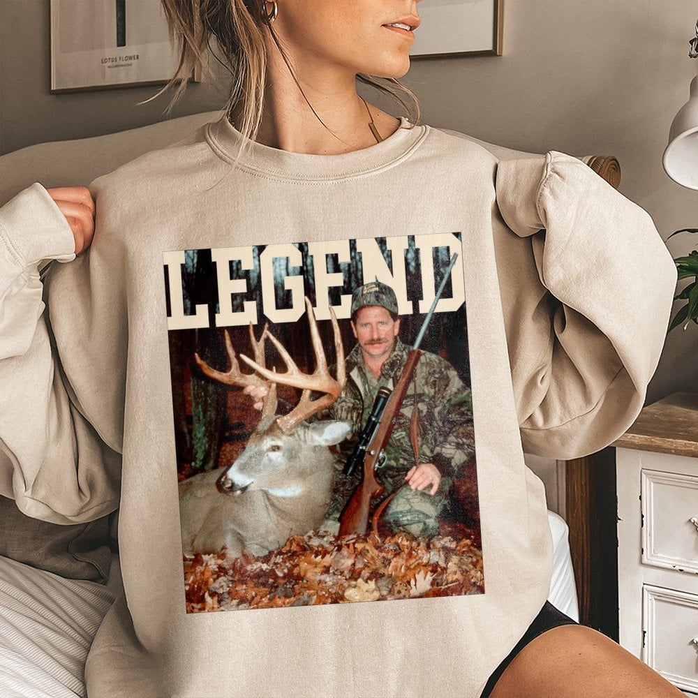 Legend Buck Hunter Sweatshirt | Vintage Hunting Graphic Print | Premium Cotton Blend Crewneck | Gift For Deer Hunters And Out